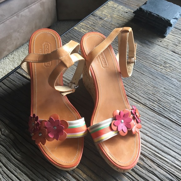 Coach | Shoes | Tan Orange And Pink Coach Wedges | Poshmark